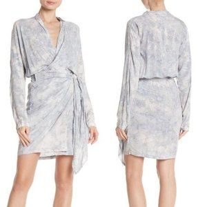 Young Fabulous & Broke Raine Tie Dye Wrap Grey Mini Kimono Dress